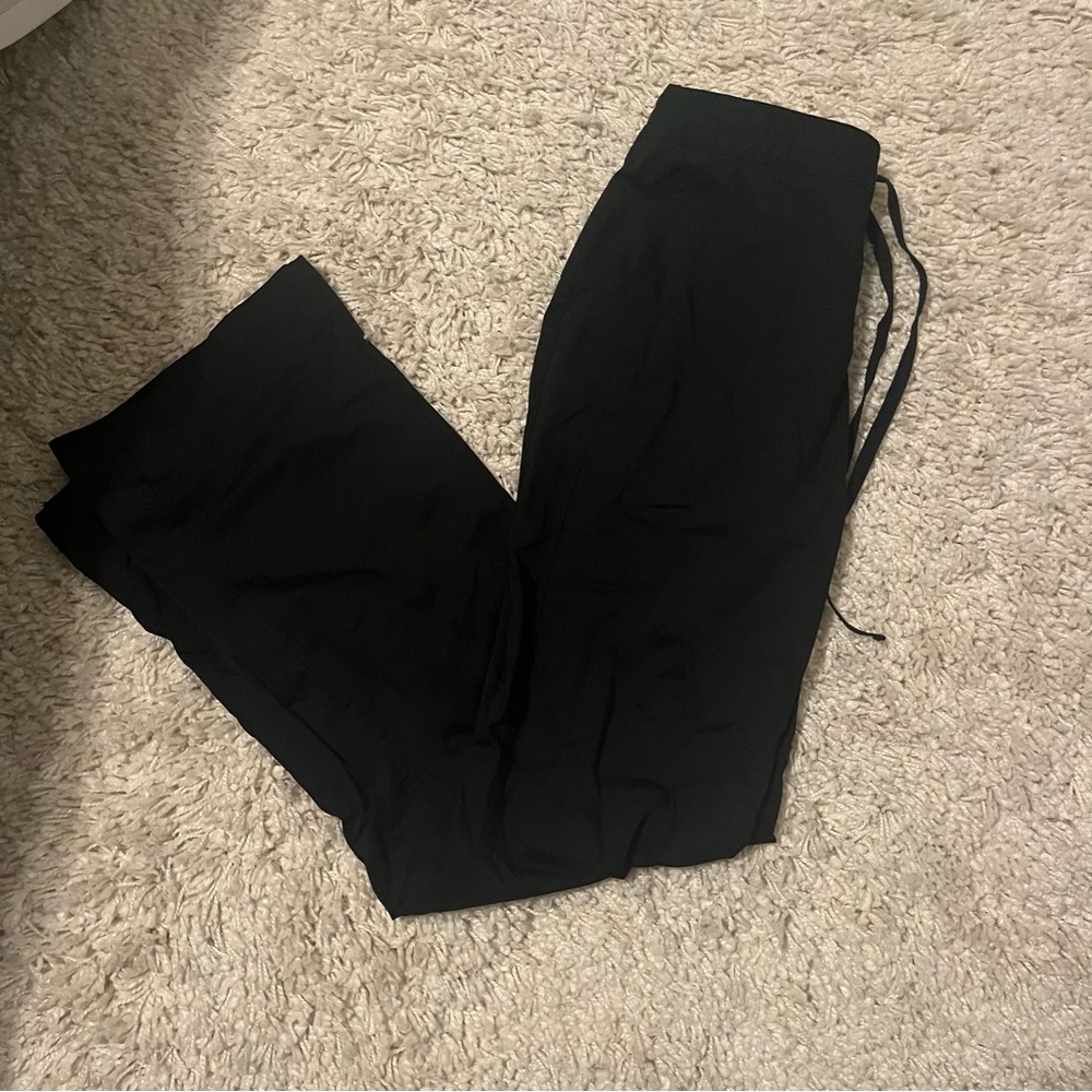 Black Straight Leg Pants with Drawstring Waist and Soft Fabric Scrub Pants